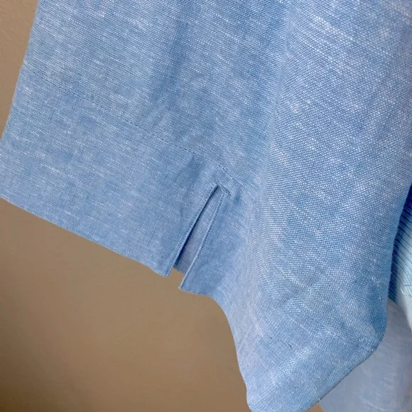 Lands End Coastal Grandma Linen Blend Blue Split Neck Tunic Size XXL - Picture 8 of 11